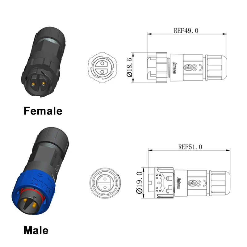 Outdoor Lighting Connectors - 2-контактный разъем питания M16 Самоблокирующийся сборка