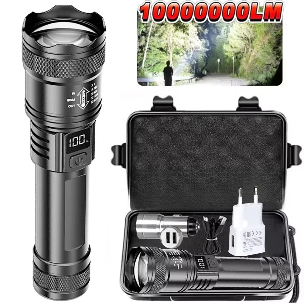 Outdoor Lighting Setup - Перезаряжаемый светодиодный фонарь с зумом, ЖК-дисплеем,